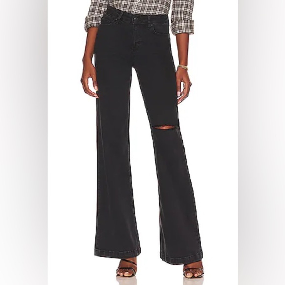PAIGE Leenah Black Wide Leg Jeans